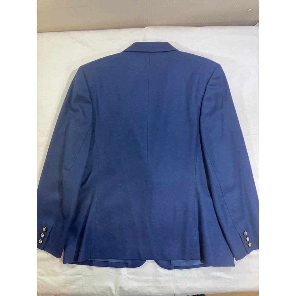 Vintage Pendleton Petite Navy‎ Blue Wool Skirt Suit Set Blazer Size 12 Made USA
